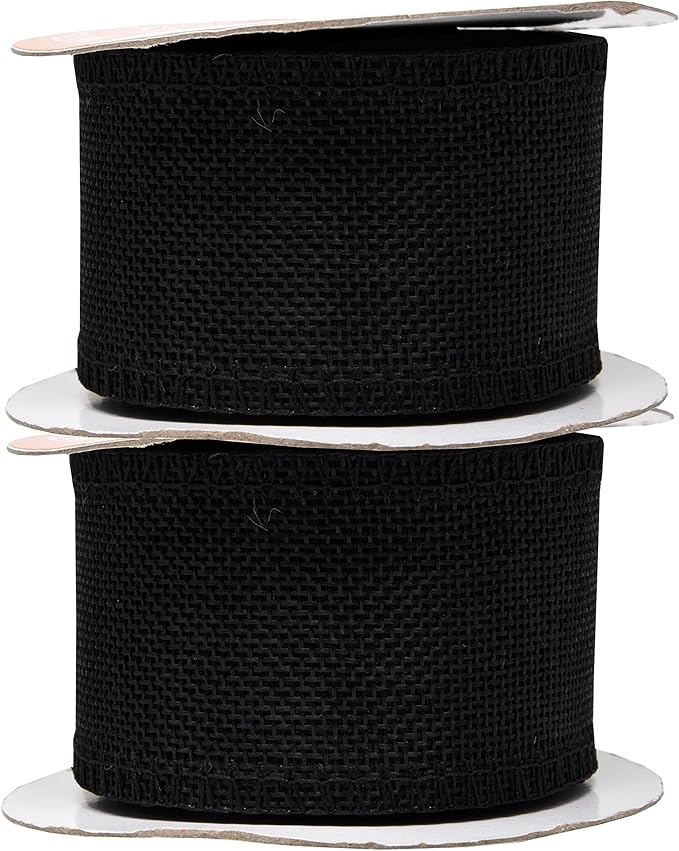 Mandala Crafts Black Burlap Ribbon 2 Inches Wide Jute Ribbons - Image 2