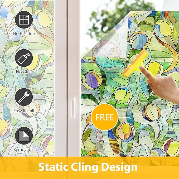3D Stained Glass Window Film, Decorative Window Privacy Film - Image 4