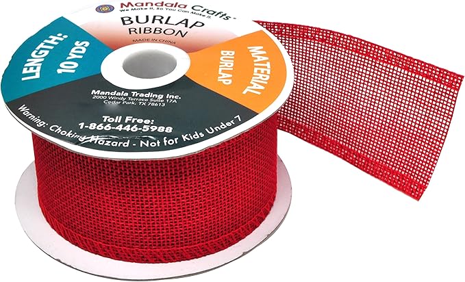 Mandala Crafts Red Burlap Ribbon 2 Inches Wide Jute Ribbons - Image 4