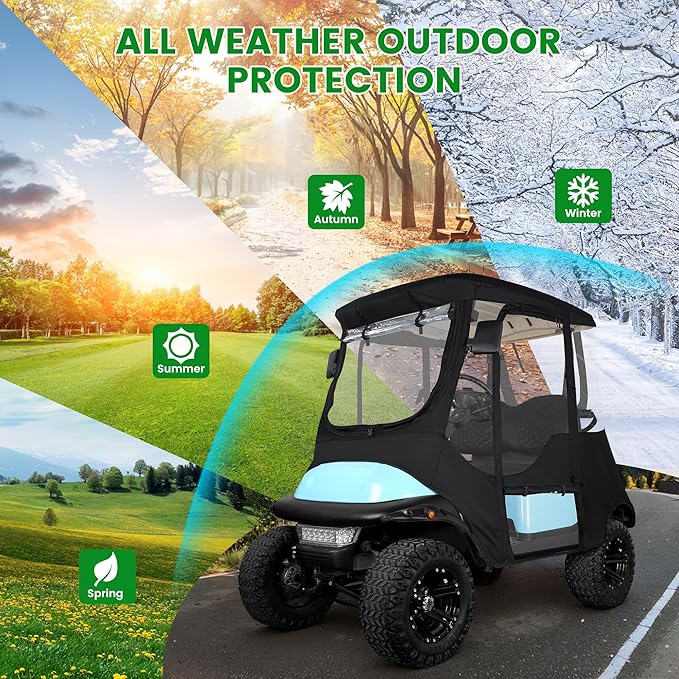 10L0L Deluxe 2 Passenger Golf Cart Enclosure for Club Car Precedent,Onward & Tempo Waterproof Windproof Portable Transparent Golf Cart Rain Enclosures Storage Cover - 57" Roof Fit