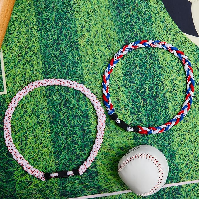Junkin Baseball Necklaces Three Braided Rope Titanium Necklace for Fans Team Gifts Boys Men Player Softball Sports