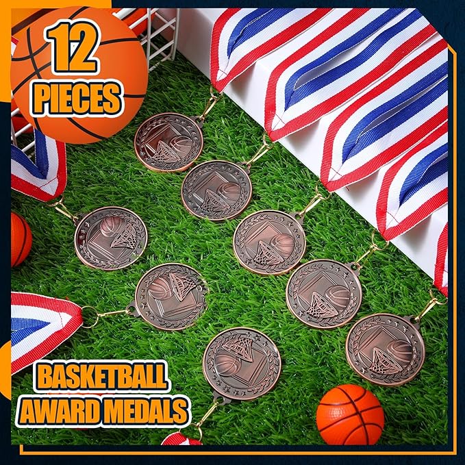 Misdary 12 Pack Medals with Neck Ribbons Team Participation Trophies for Kids Sports Awards Party Favors for Sports Competitions Celebration Gift