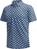 SAMERM Golf Shirts for Men Super Stretch Jacquard Dry Fit Golf Polo Moisture Wicking Short Sleeve Polo Shirts for Men