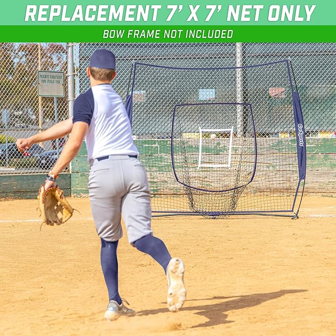 GoSports Replacement 7 x 7 ft Baseball Net - NET ONLY - Frame NOT Included - Choose Your Color