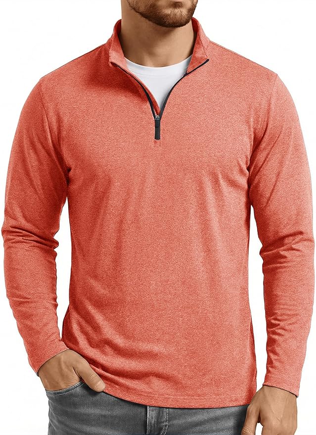 Boladeci Men's Quarter Zip Pullover Premium Fleece Lined Heather Long Sleeve Golf Shirts Midweight 1/4 Half Zip Sweatshirts