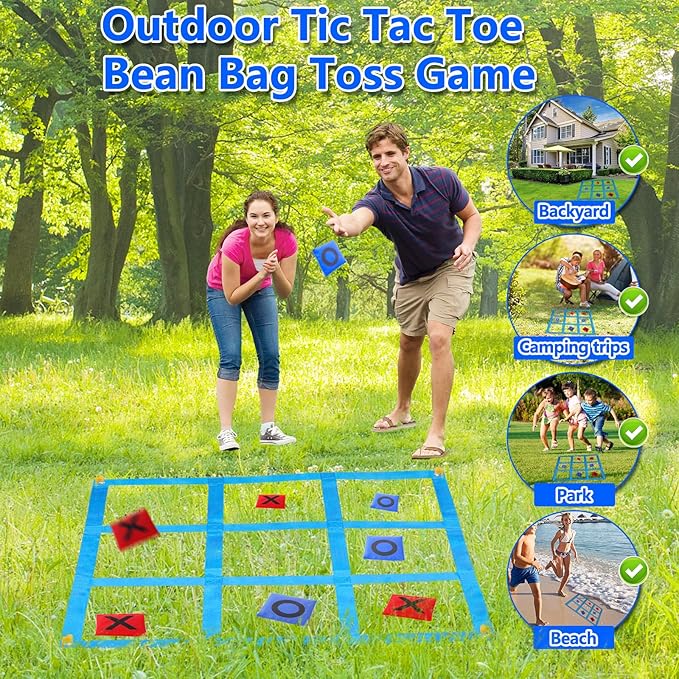 CWLAKON Outdoor Giant Tic Tac Toe Bean Bag Toss Games - Image 2