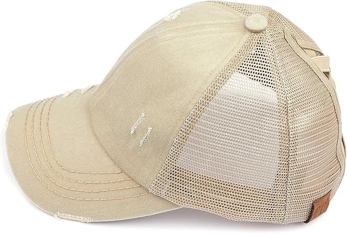 C.C Ponycap Messy High Bun Ponytail Adjustable Glitter Mesh Trucker Baseball Cap