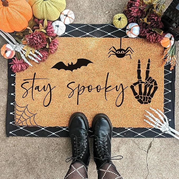 Halloween Stencils for Door Mats Welcome Skeleton Doormat Stencils Boo Spooky - Image 3