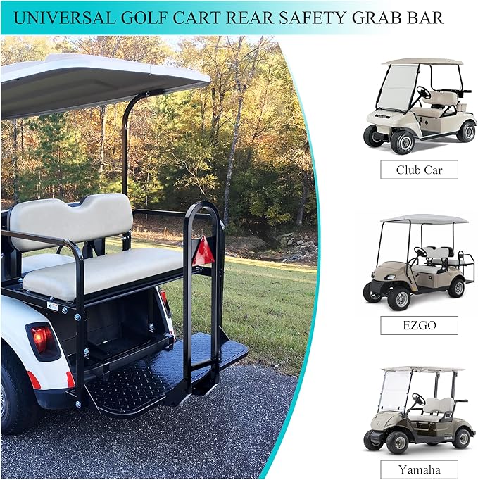 10L0L Universal Golf Cart Rear Seat Safety Grab Bar Fits for Club Car DS Precedent EZGO TXT RXV