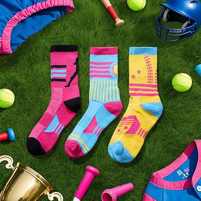 Jeasona Softball Socks for Girls & Women, Athletic Knee-high Team Sports Socks, Youth Softball Stuff Accessories