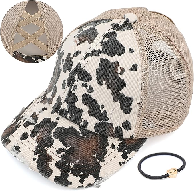 C.C Ponycap Messy High Bun Ponytail Adjustable Glitter Mesh Trucker Baseball Cap