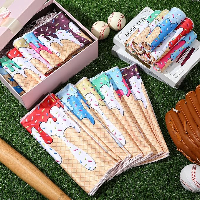 18 Pcs Ice Cream Drip Cooling Towel, Baseball Softball Towel Breathable Chilly Ice Towels, 40"x12" Cooling Towels for Sports Team Coach Gift Training, Cold Sweat Rag for Sport(Multicolor)