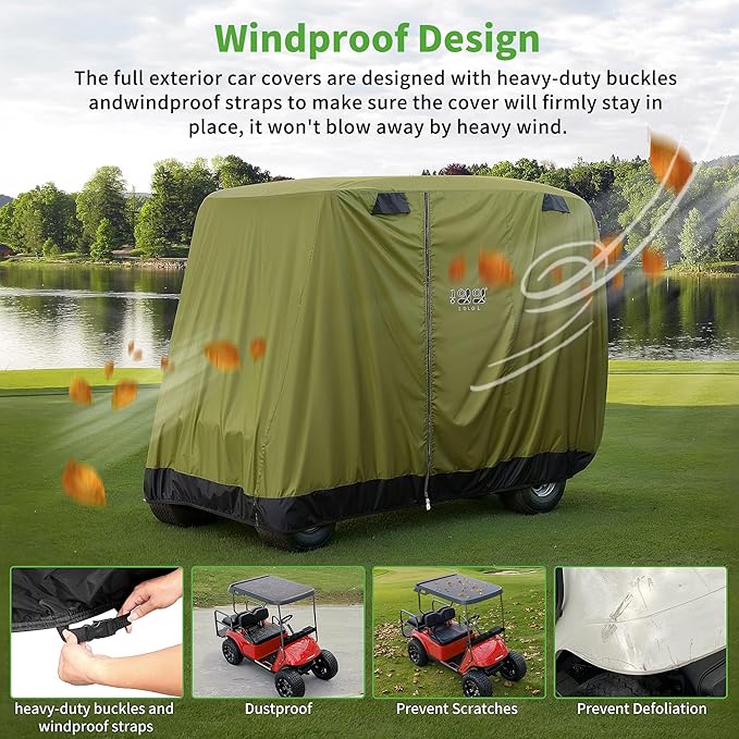 10L0L Universal 2-4 Passenger Golf Cart Cover for Yamaha, EZGO, Club Car, Waterproof Sunproof and Durable