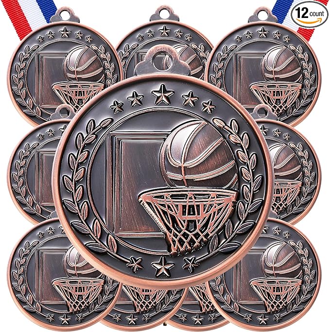 Misdary 12 Pack Medals with Neck Ribbons Team Participation Trophies for Kids Sports Awards Party Favors for Sports Competitions Celebration Gift