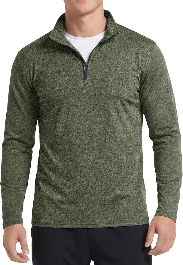 Boladeci Men's Quarter Zip Pullover Premium Fleece Lined Heather Long Sleeve Golf Shirts Midweight 1/4 Half Zip Sweatshirts