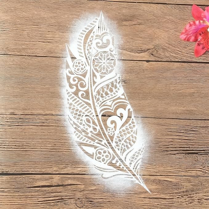 TIAMECH A4 Mandala Feather Stencil - Image 3