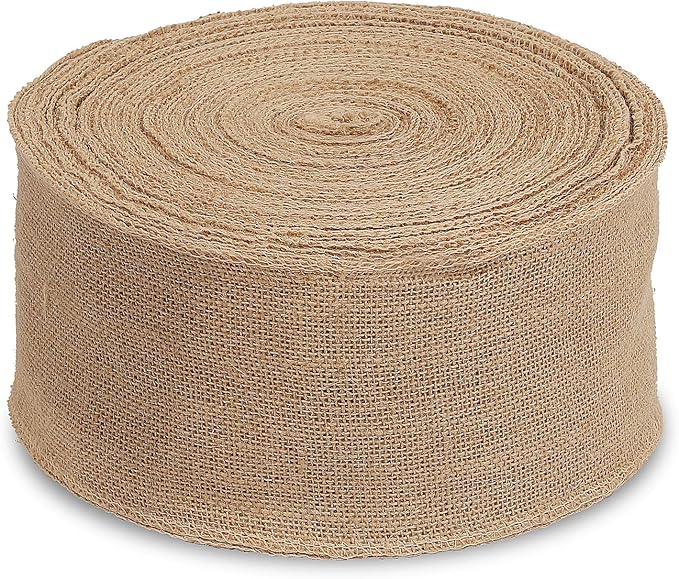 KINJOEK 4 Inch Wide 54 Yards Burlap Ribbon, Natural Jute Fabric Ribbon Crafts by KINJOEK