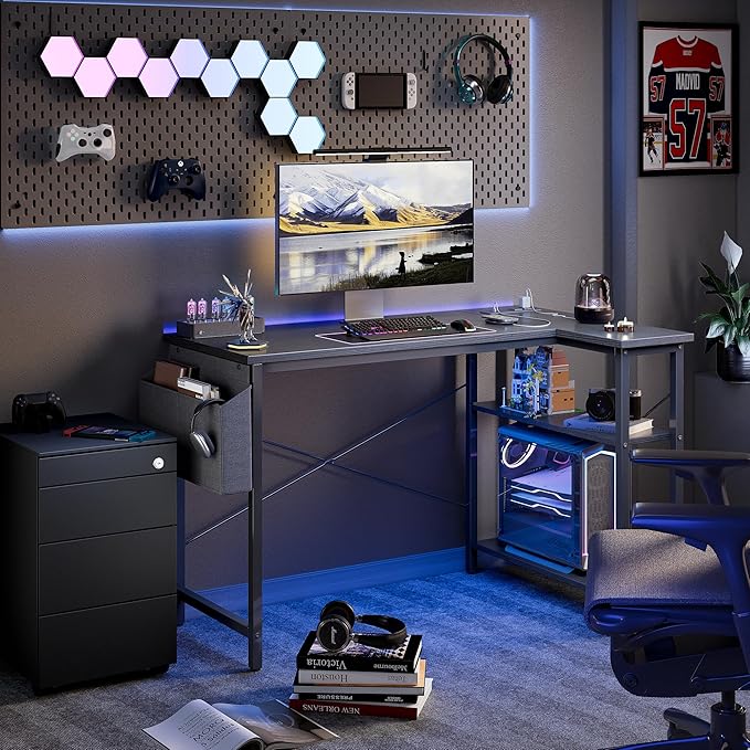 TIQLAB Small L Shaped Computer Gaming Corner Desk - Image 2