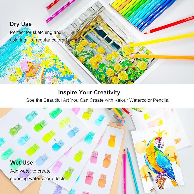 KALOUR Watercolor Pencils, 50 Colors, Blendable Wet or Dry - Image 4