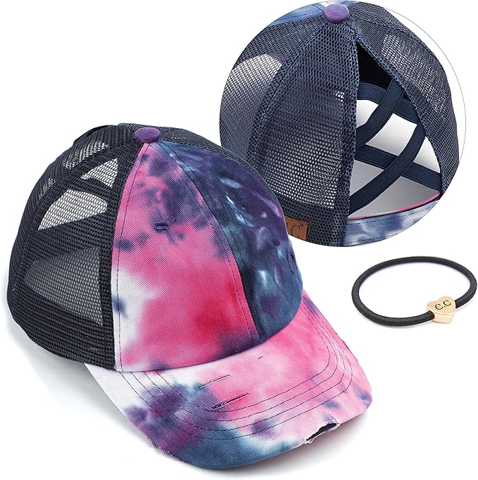 C.C Ponycap Messy High Bun Ponytail Adjustable Glitter Mesh Trucker Baseball Cap