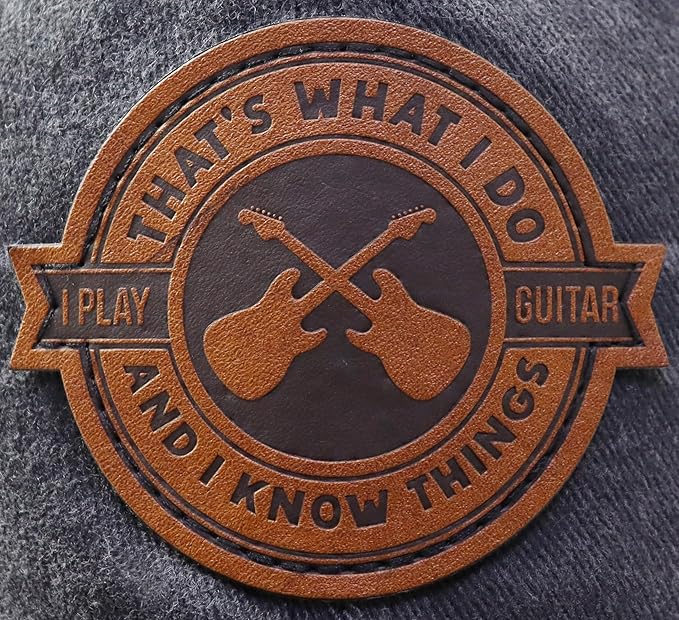 That's What I Do I Play Guitar and I Know Things Hats for Men Women, Adjustable Guitar Decor Leather Patch Baseball Cap