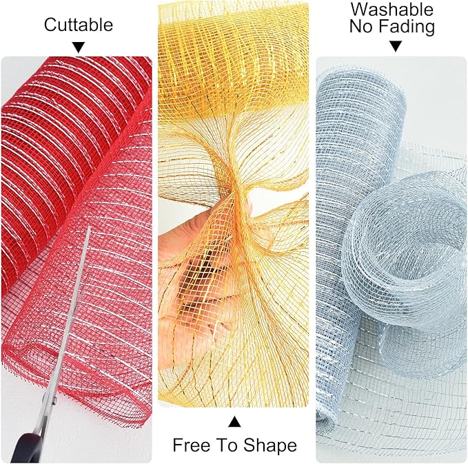 TONIFUL 2 Rolls 10 Inch Hot Pink Decorative Mesh Ribbbon Rolls - Image 4