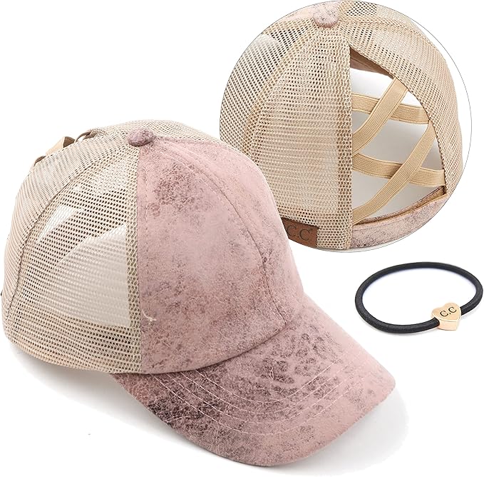 C.C Ponycap Messy High Bun Ponytail Adjustable Glitter Mesh Trucker Baseball Cap