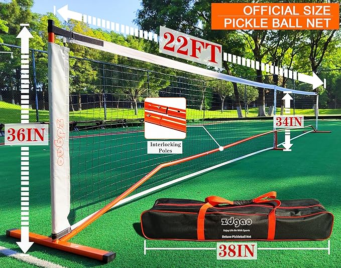 Zdgao Pickleball Set with Net for Driveway, 22 FT Regulation Size Pickle Ball - Image 4