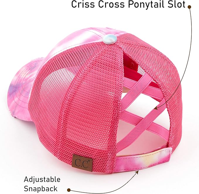 C.C Ponycap Messy High Bun Ponytail Adjustable Glitter Mesh Trucker Baseball Cap