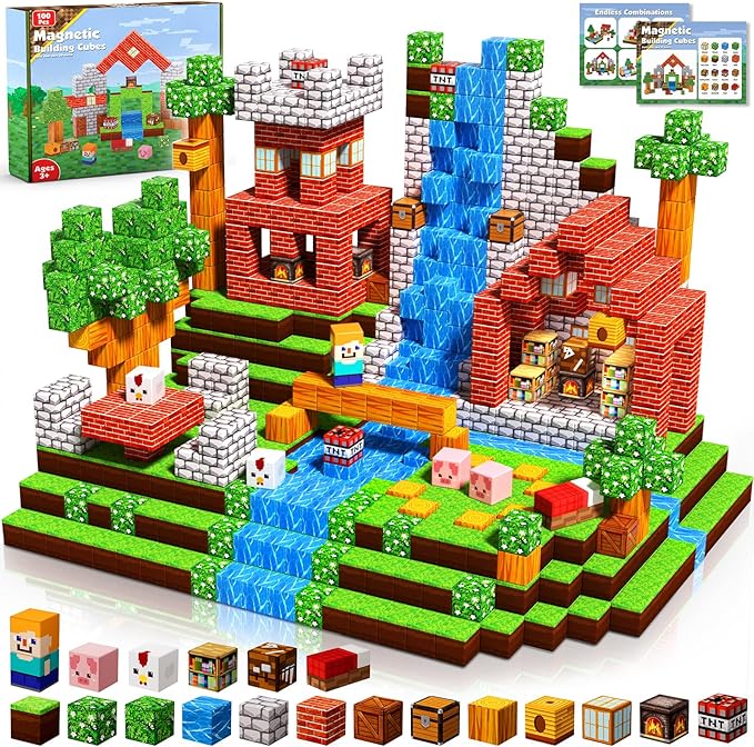 Magnetic Blocks-100PCS Grassland Building Blocks Set, Kids Classroom Sensory Toy by Annexfun