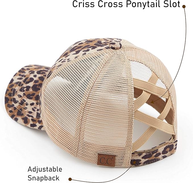 C.C Ponycap Messy High Bun Ponytail Adjustable Glitter Mesh Trucker Baseball Cap