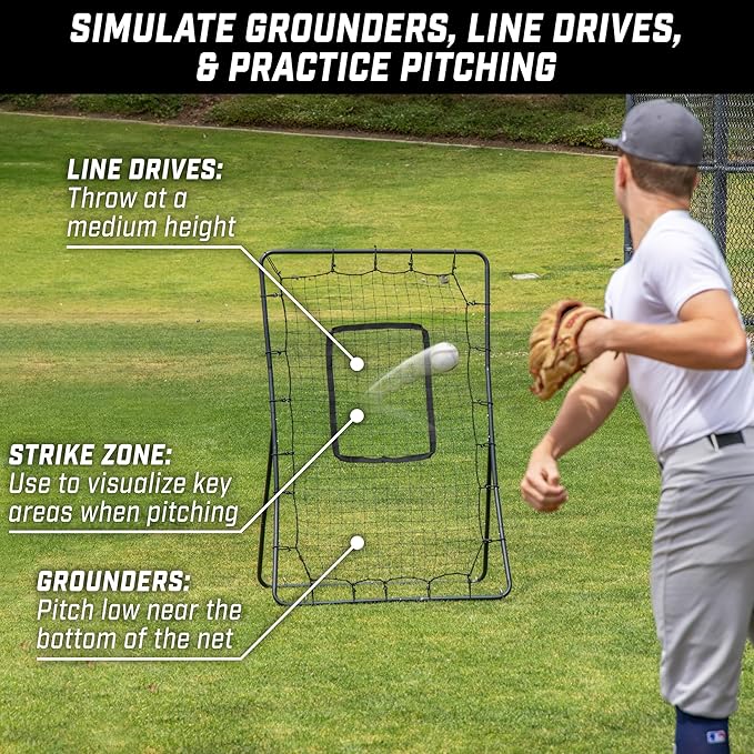 GoSports Baseball & Softball Pitching and Fielding Rebounder - Pitch Back Net - Choose Your Size