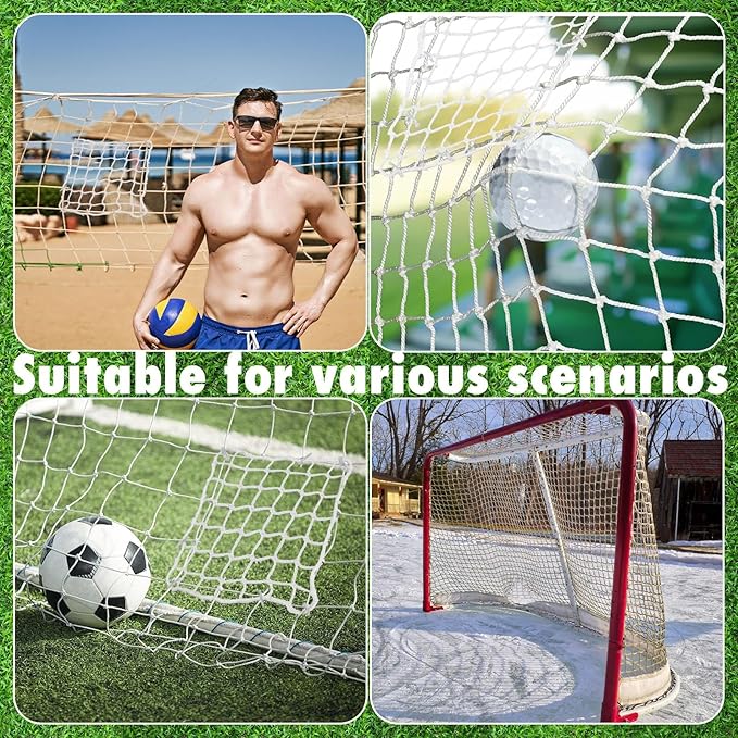 6 Pcs Universal Sports Net Repair Kits with 100 Pcs Zip Ties 8 x 8 Inch Golf Goal Nylon Netting Hole Replacement Patch for Baseball Batting Cages Hockey Football
