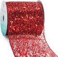 CT CRAFT LLC Sparkling Glitter Mesh Wired Ribbon 4" x 10 Yards Red by CTCRAFTLLC