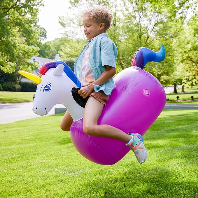 Hearthsong Hop N Go Inflatable Unicorn Riding Bouncy Hopping Toys - Image 7