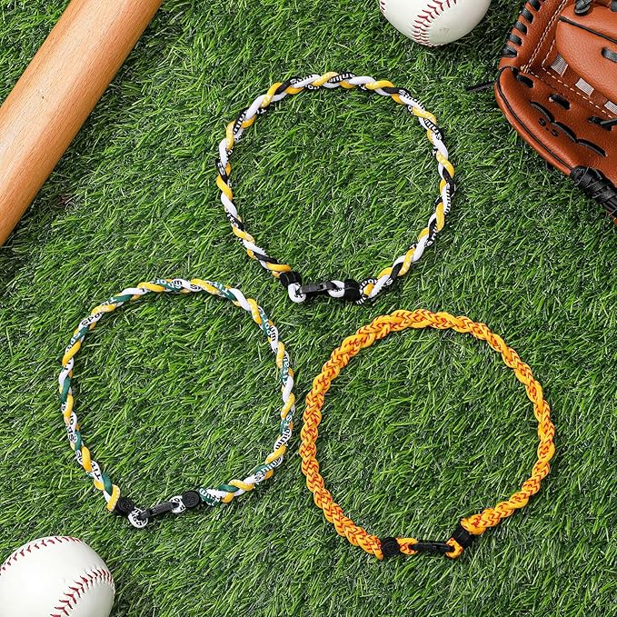 Junkin Baseball Necklaces Three Braided Rope Titanium Necklace for Fans Team Gifts Boys Men Player Softball Sports