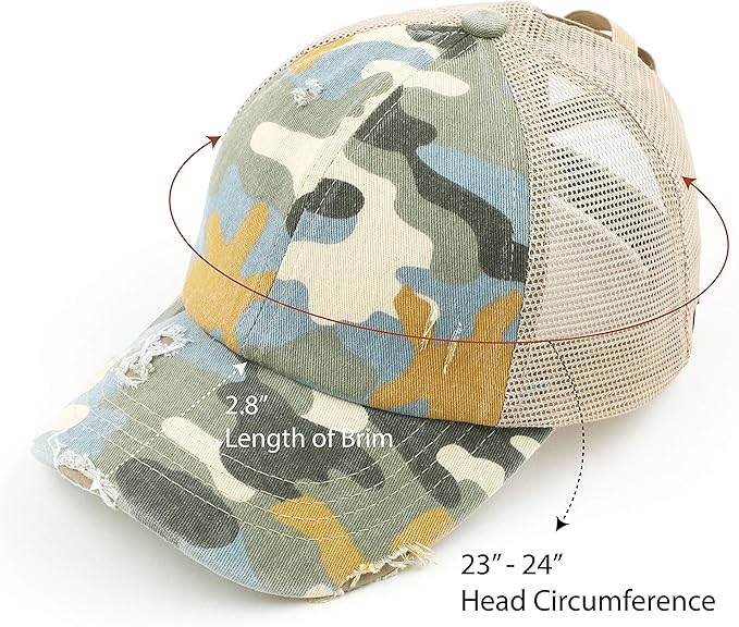 C.C Ponycap Messy High Bun Ponytail Adjustable Glitter Mesh Trucker Baseball Cap