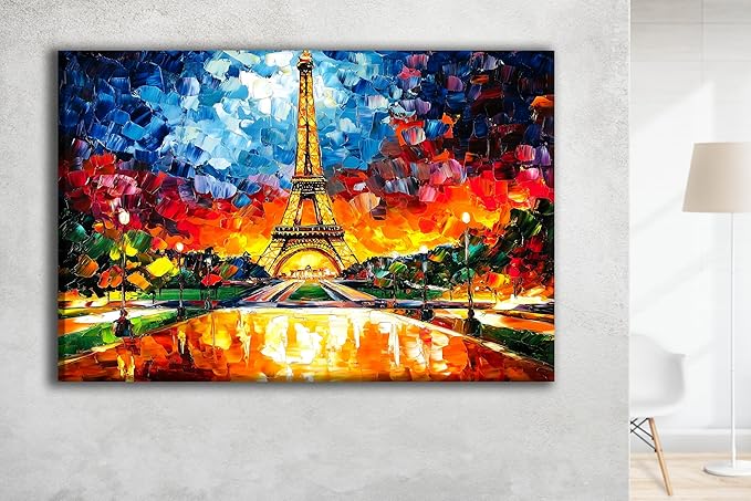 SpiritualHands Paris Eiffel Tower Glass Wall Art Oil Painting - Image 3