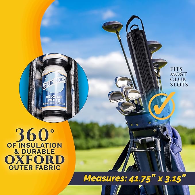 9 Can Insulated Golf Beer Sleeve with 7 Ice Pack Coolers - 8mm Thick Insulation Keeps Drinks Cold and Leak Proof Zipper – Customer-Favorite Golfing Gifts & Golf Bag Accessories