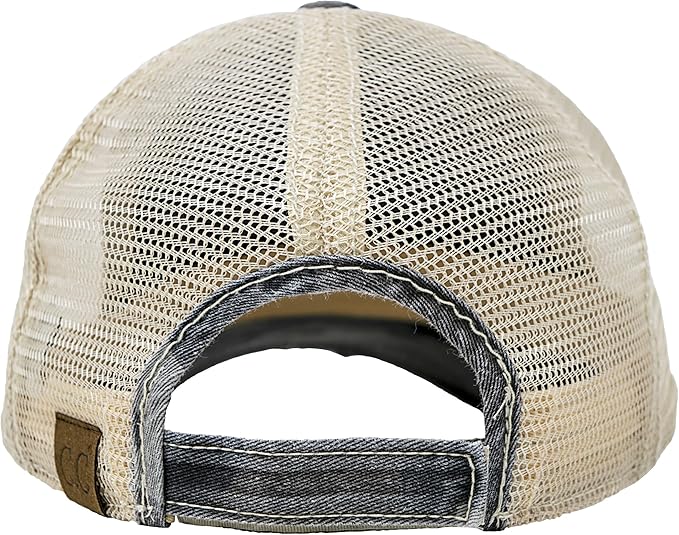 Funky Junque Trucker Hat for Women – Distressed Low Profile Western Camo Baseball Cap with Mesh, Trendy and Adjustable Fit