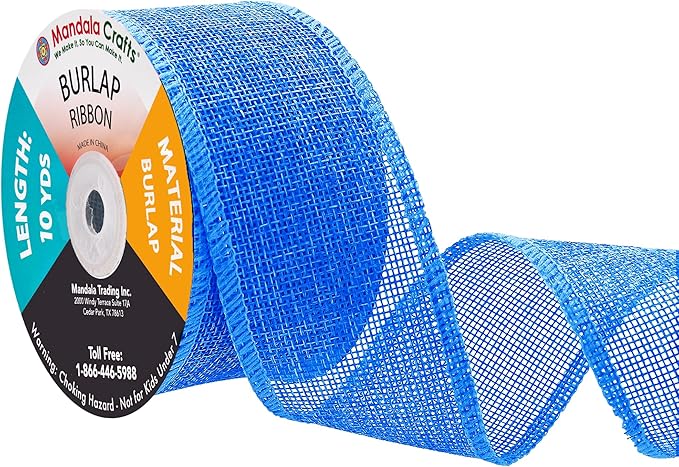 Mandala Crafts Sky Blue Burlap Ribbon 2 Inches Wide Jute Ribbons by MandalaCrafts