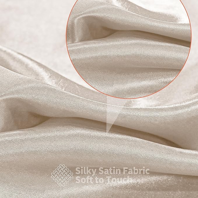 RUDONG M Beige Satin Fabric by The Yard, 3 Yard x 60 Inch Wide Silky Charmeuse - Image 5