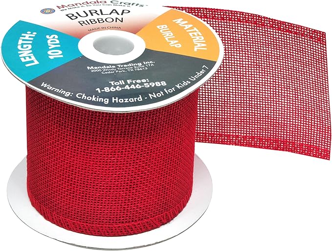 Mandala Crafts Red Burlap Ribbon 3 Inches Wide Jute Ribbons - Image 4