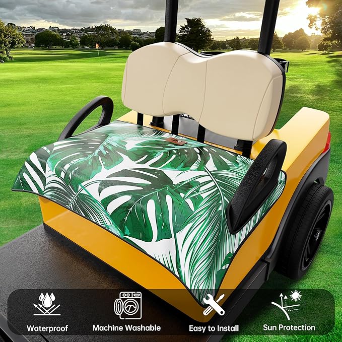 10L0L Golf Cart Seat Covers Compatible with EZGO TXT/RXV & Club Car DS/Precedent, Non-Slip Golf Cart Towel for 2/4 Person Seats, Universal Accessories for Seat Blanket (50 x 30 Inches)-Leaf Blanket