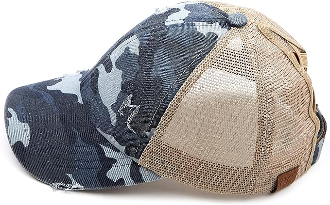 C.C Ponycap Messy High Bun Ponytail Adjustable Glitter Mesh Trucker Baseball Cap