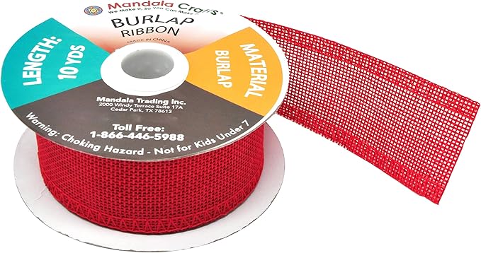 Mandala Crafts Red Burlap Ribbon 1.5 Inches Wide Jute Ribbons - Image 4