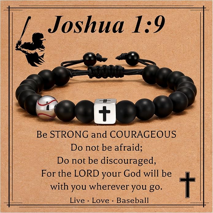 Soccer/Football/Basketball/Baseball Bracelet for Boys, Cross Beaded Bracelet Gifts for Men Boys Teen Son Grandson Players Team Fan Brother Nephew,Graduation Gifts