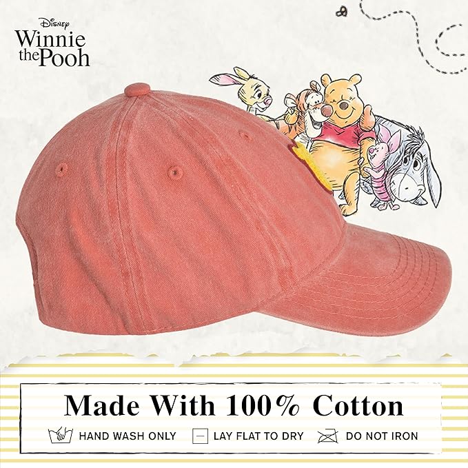 Disney Winnie The Pooh Dad Hat, Adjustable Cotton Baseball Cap with Curved Brim