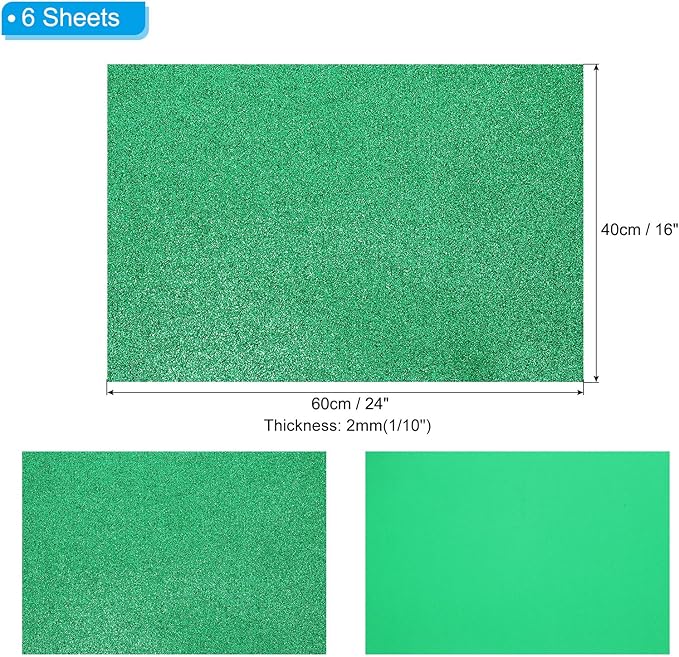 PATIKIL 2mm Thick Non Adhesive Glitter Foam Sheet 16x24inch Dark Green - Image 2