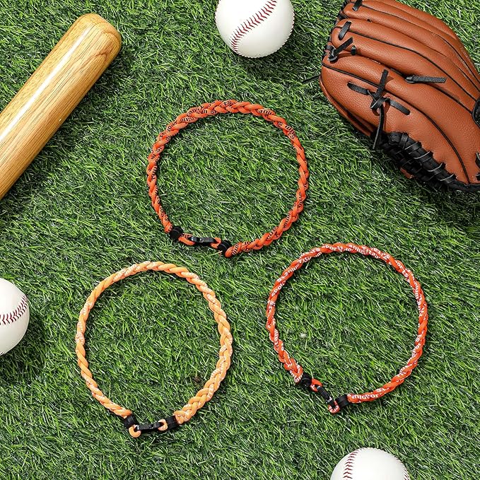 Junkin Baseball Necklaces Three Braided Rope Titanium Necklace for Fans Team Gifts Boys Men Player Softball Sports